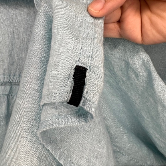 Kenneth Cole Men's Linen Short Sleeve Button Down Shirt Aqua Size Large - Picture 6 of 7